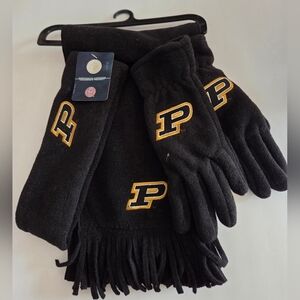 PURDUE BOILERMAKERS NCAA, 3 PIECE SCARF SET: SCARF, GLOVES & HEADBAND, BLK.